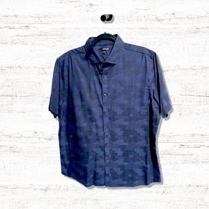 Murano Camouflage Slim Fit Blue/Black Men’s Short Sleeve Shirt Size XL